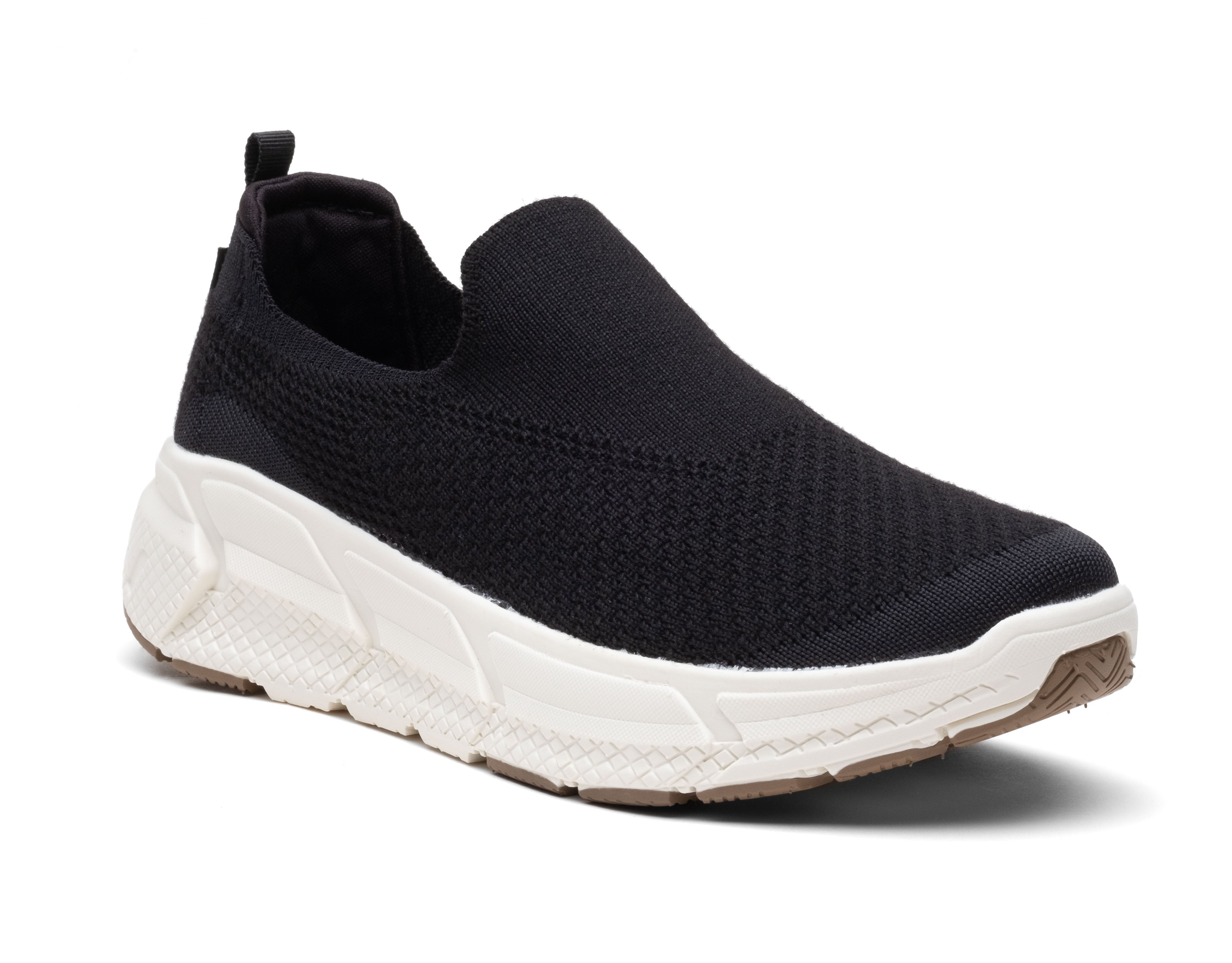 jet merino wool woolf with breathable fabric, white sole, and back pull tab for easy wear.